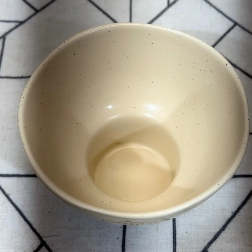 World Market Kolor Me Koby Footed Bowl 6in Cream Brown Floral Ceramic Pedestal